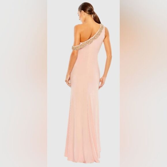 Mac Duggal 68163 Beaded Drop Shoulder Jersey Gown NWOT size 10 Rose Pink - Picture 2 of 7